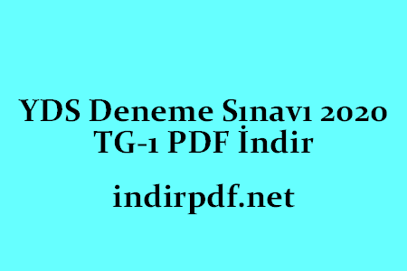 YDS Deneme Sınavı 2020 TG-1 PDF İndir