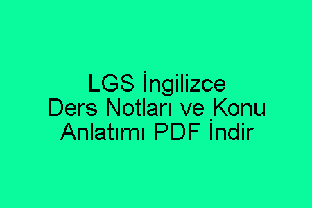 LGS İngilizce Ders Notları ve Konu Anlatımı PDF İndir