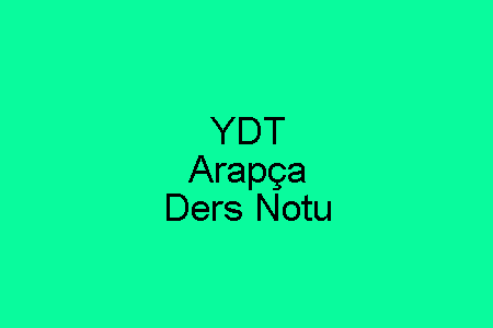 YDT Arapça Ders Notu