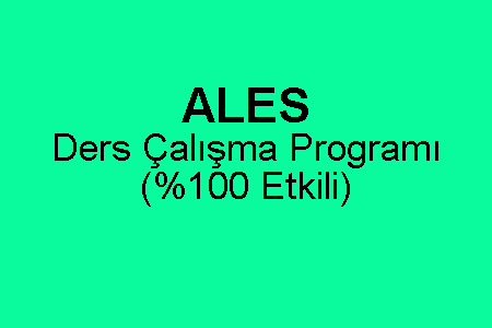 ALES Ders Çalışma Programı