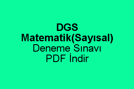 DGS Matematik Çözümlü Deneme Sınavı PDF İndir