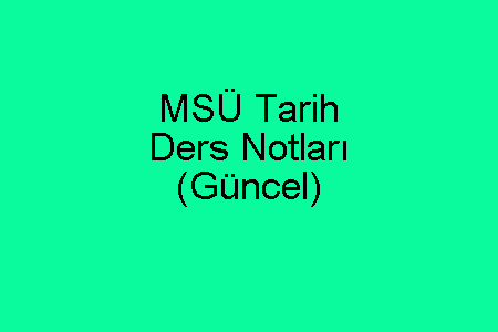 MSÜ Tarih Ders Notları