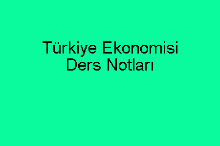 Türkiye Ekonomisi Ders Notları