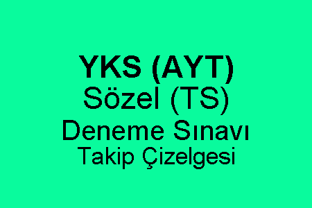 YKS AYT Sözel (TS) Deneme Sınavı Takip Çizelgesi