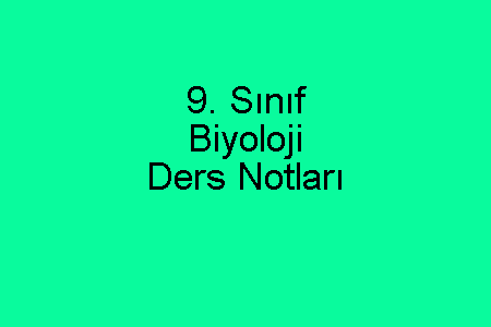 9. Sınıf Biyoloji Ders Notu