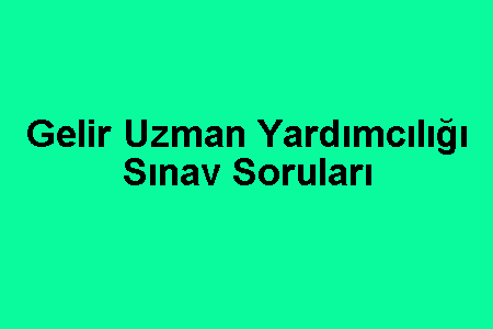 Gelir Uzman Yardımcılığı Sınav Soruları