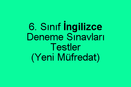 6. Sınıf İngilizce Deneme Sınavları