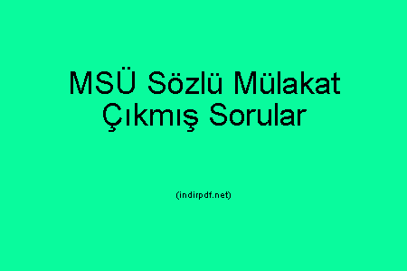 MSÜ Sözlü Mülakat Çıkmış Sorular