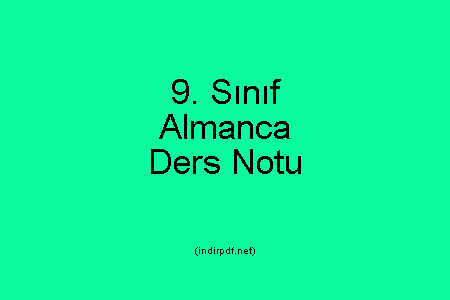 9. Sınıf Almanca Ders Notu